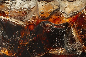 Close up of a cola with ice .