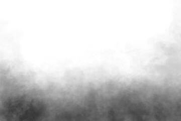 black smoke texture isolated on transparent background. Steam special effect. Realistic fog or...