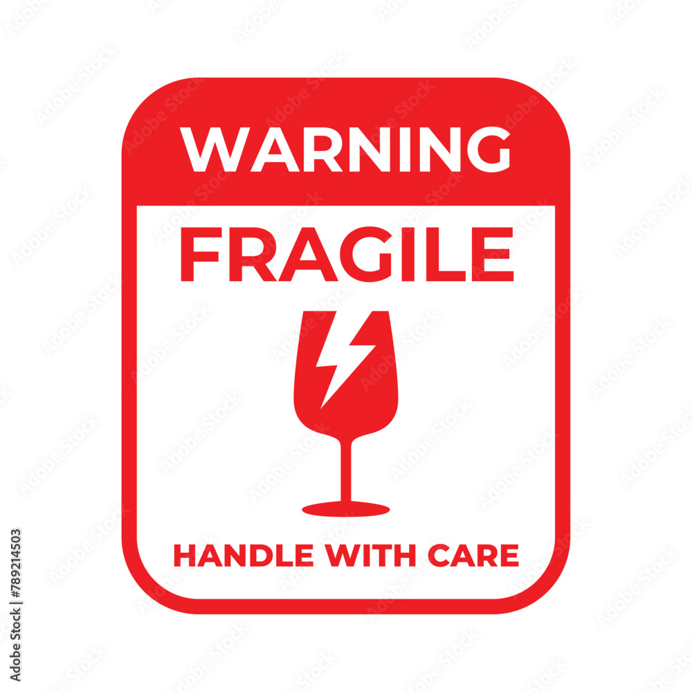 Canvas Prints sticker fragile handle with care vector. warning label, fragile label with broken glass symbol, vect