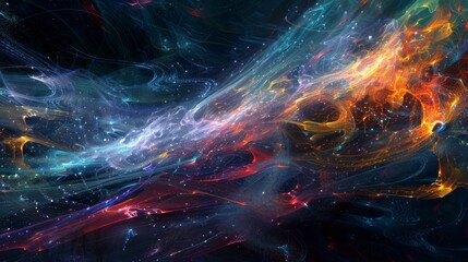 A digital landscape depicting a computer system with high network activity, where data streams weave through a nebulous network, pulsating with intensity and speed, symbolizing the dynamic energy and 