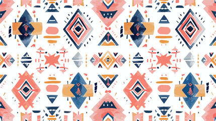 Geometric seamless pattern with ethnic ornament