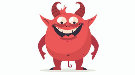 Gladness sly cartoon red devil smiling vector flat 