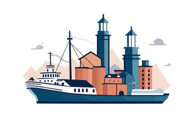 Seaport icon isolated on a white background. Vector illustration