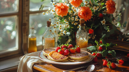 - greeting to mom on Mother's Day with breakfast, generative ai