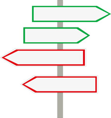 Signe composé de deux flèches de direction gauche, d'une bordure rouge et de deux flèches de direction droite, d'une bordure verte sur fond blanc	 - 789216997