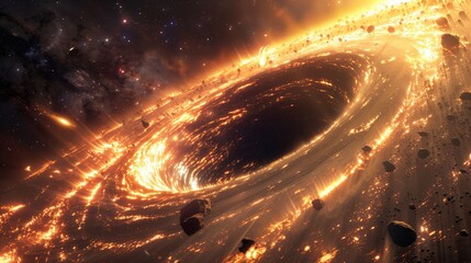 A black hole with an accretion disk. - obrazy, fototapety, plakaty