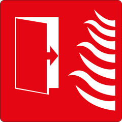 Panneau carré sur fond rouge: Porte coupe-feu	 - 789217300