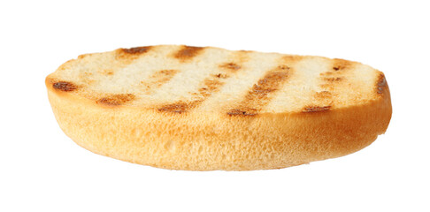 Half of grilled burger bun isolated on white