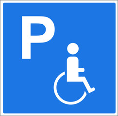 Panneau routier français: parking réservé aux personnes handicapées	 - 789218184