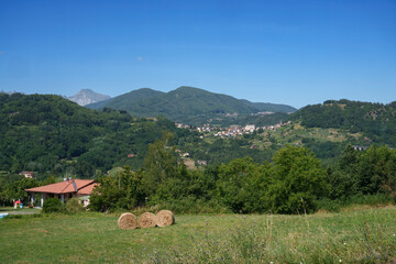Summer landscape along the road from Castelnuovo Garfagnana to San Romano, Tuscany - 789218914