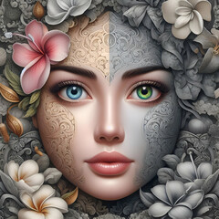 Mystical Elegance: Realistic Portrait of Hybrid Beauty