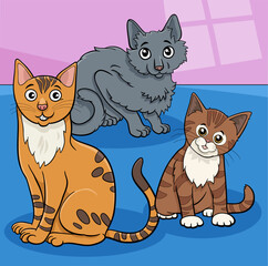 cats animal characters at home cartoon illustration