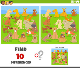 differences activity with cartoon dogs animals group
