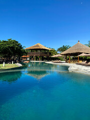 Swimming pool against blue sky