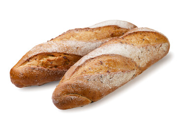 Two baguettes of bread on a white background. Isolated - 789221738