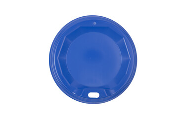 Blue plastic lid for disposable cup.