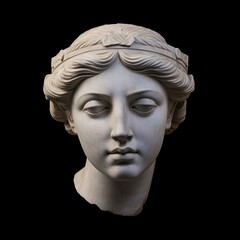 greek human head statue in a stern position