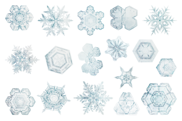 Icy snowflake png set macro photography