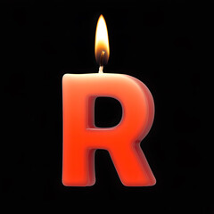 Birthday candles letters R, Candle alphabet. Generative AI