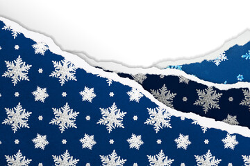 Blue Christmas snowflake torn paper transparent background