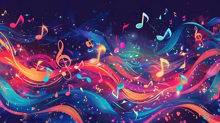Background with wave of notes Music party