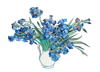 Van Gogh's Irises png sticker, vintage floral artwork on transparent background