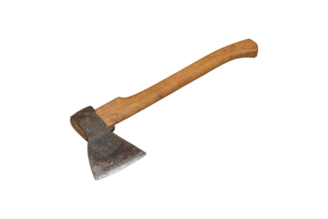Old ax isolated on transparent background.
