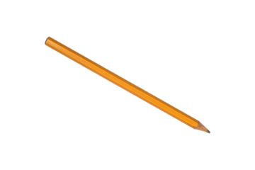 Old simple graphite pencil isolated on transparent background.