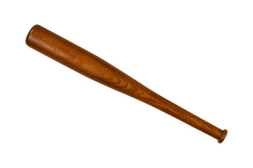 Wooden baseball bat isolated on transparent background. Dark wood.