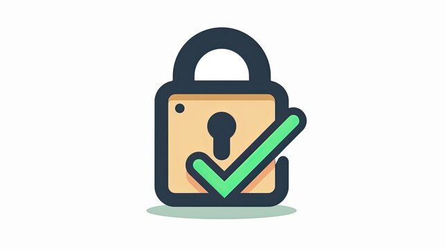 Secure Encryption Padlock Icon with Checkmark