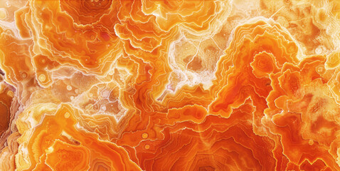 A macro image of a calcite surface, showcasing its oranges shades, detailed textures. Illuminated...