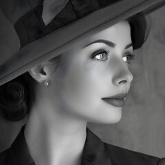 1950's Female in Wide Rim Hat