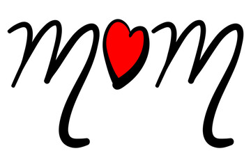 Obraz premium Vector illustration of Hand written Mom calligraphy on transparent background