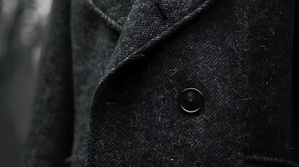 Dark wool coat with one black button
