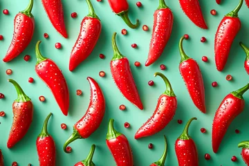 Foto op Plexiglas red hot chili peppers on a green background © Design Resources