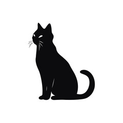 Silhouette of a Black Cat Sitting. Vector illustration design.