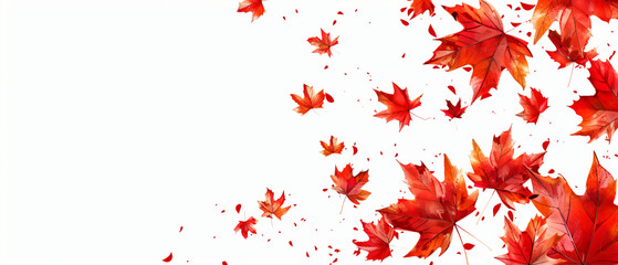 Canada day banner design of maple leaves on white background