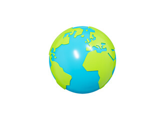 3D Earth. Cartoon planet. Save green planet. Cartoon creative design icon isolated. 3D Rendering