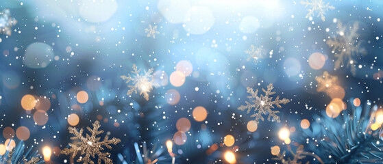Christmas background design of snowflake and bokeh 