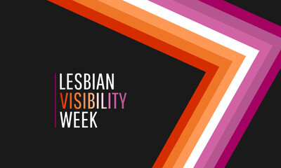 Lesbian Visibility Week with lesbian pride striped flag and sign - obrazy, fototapety, plakaty