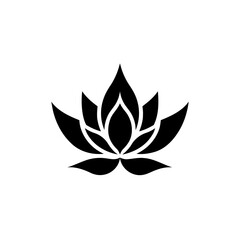Stylized Lotus Flower Icon in Black Silhouette. Vector illustration design.