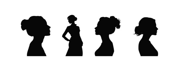 Silhouette Collection of Female Profiles. Vector illustration design.