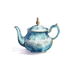 Vintage Watercolor Teapot. Vector illustration design.