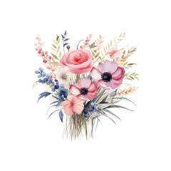 Elegant Watercolor Floral Arrangement with Rose. Vector illustration design.