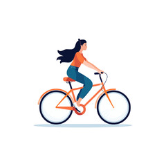 Stylish Woman Riding a Bicycle. Vector illustration design.