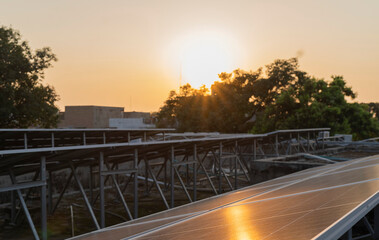 Solar power panel. Green energy. Electricity. Power energy pannels. Solar batteries production.