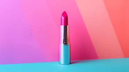 Pink lipstick on colored background