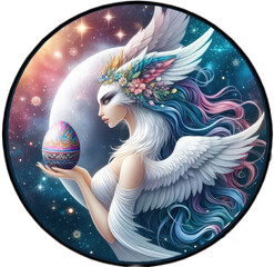 white harpy Easter mythical animal - obrazy, fototapety, plakaty