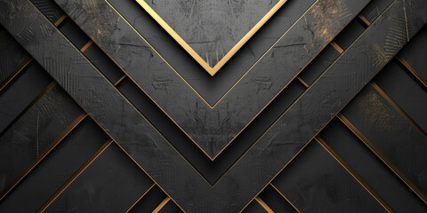 Black background with golden lines with  geometric shapes,Gold  black shapes triangles design background.Abstract luxury gold background  - obrazy, fototapety, plakaty