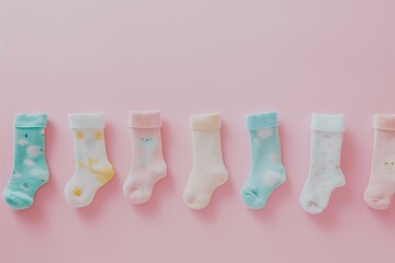 Assortment of Children's Socks in Pastel Colors